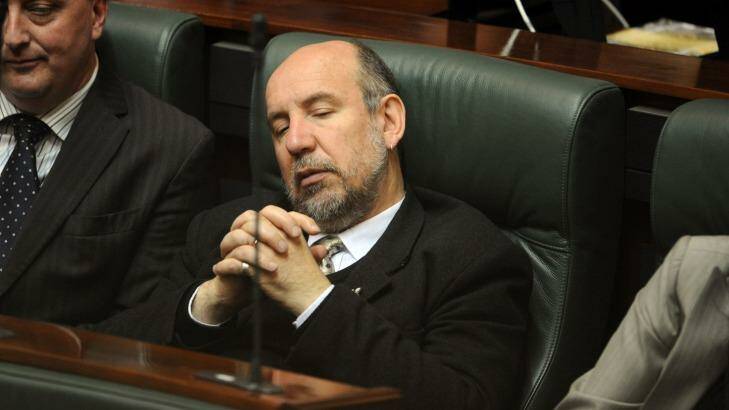 Don Nardella member having a rest during question time in Parliament. Photo: Joe Armao