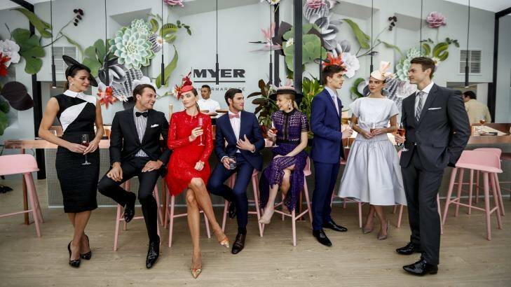 Models in their racing finery celebrate spring with Myer. Photo: Eddie Jim