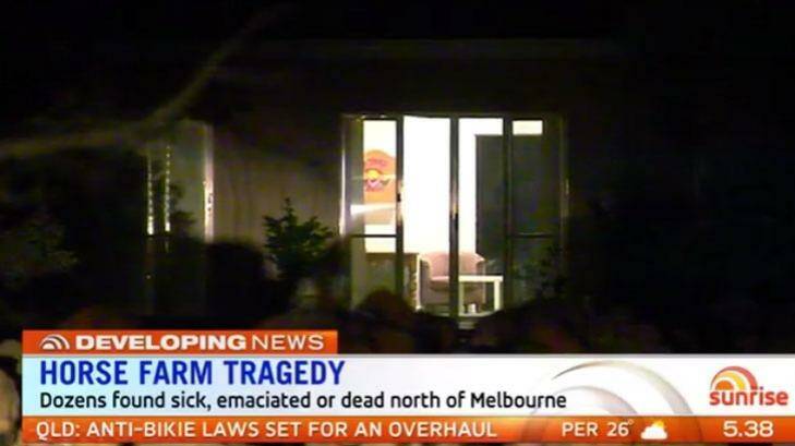 An image of the house on the property where the dead horses were found. Photo: Courtesy of Seven News