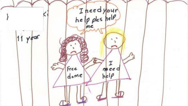 A picture drawn by children detained on Christmas Island: The UN has questioned whether Australia's treatment of children is in breach of the anti-torture convention. Photo: Australian Human Rights Commission Flickr Page, CC BY-ND