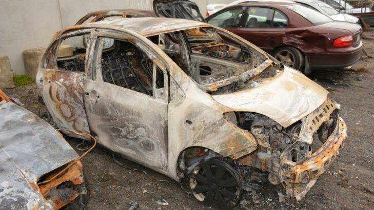 Ben van Mierlo's car, a 2010 Toyota Yaris, was found completely burnt out near Cardinia Reservoir. Photo: Supplied: Victoria Police