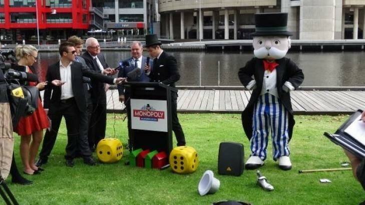 The announcement at MCEC Lawn. Photo: Melbourne Monopoly