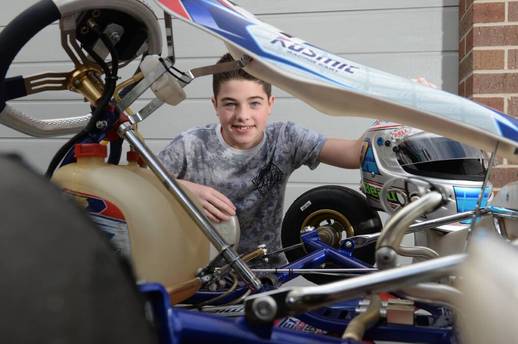 ADVENTURE OF A LIFETIME: Beau Russell with his new kart, which can reach the speed of 120km/h. He is ready to take on his first overseas competition. Picture: Kate Healy 