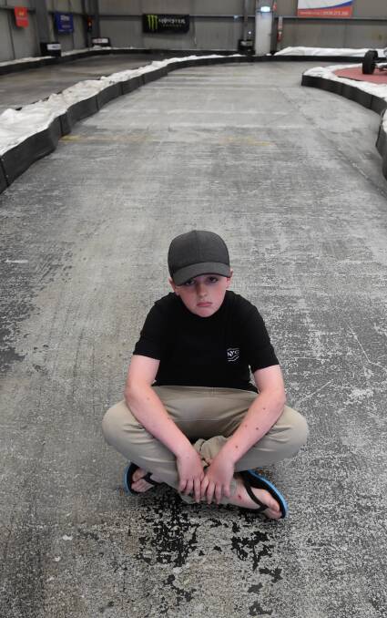HEARTBROKEN: Zaiden Barry, 10, came home from school to discover a trailer with all of his equipment and go-kart inside stolen. Picture: Lachlan Bence  