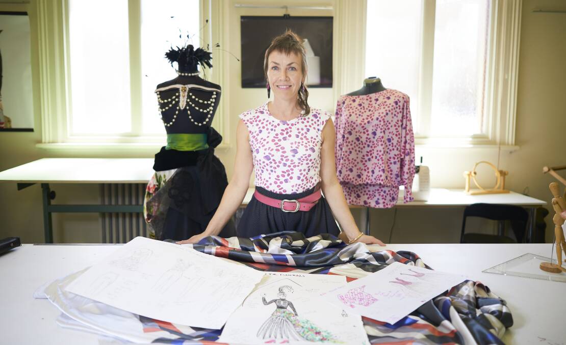 FASHION FORWARD: Artist Kat Pengelly in her new studio at Federation University has undertaken a 12-month artist in residency and is looking forward to working with the Arts Academy's staff and students. Picture: Luka Kauzlaric 