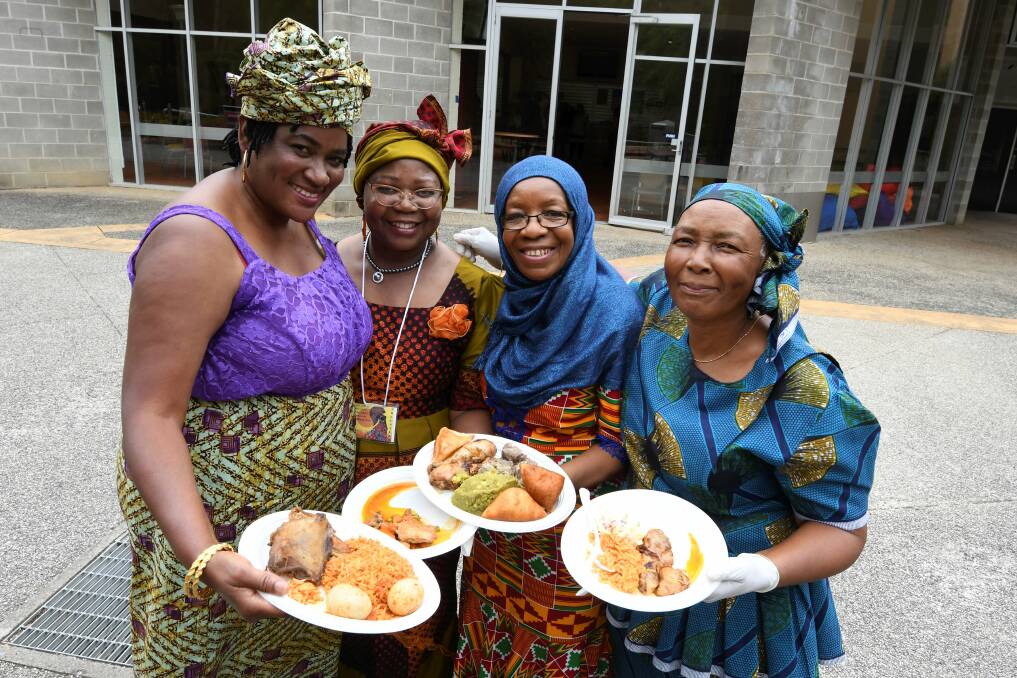 DIVERSITY: Ester Omolaja, Claris Bourne, Joy Juma and Debra Dube shared dishes representing different African nations. Picture: Lachlan Bence. 