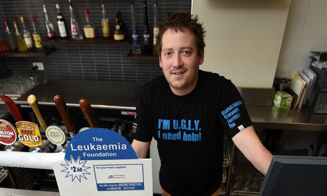 GOOD CAUSE: Seymour's on Lydiard bartender Nick Haintz is raising money for the  Leukaemia Foundation through its U.G.L.Y. Bartenders campaign. Picture: Lachlan Bence  