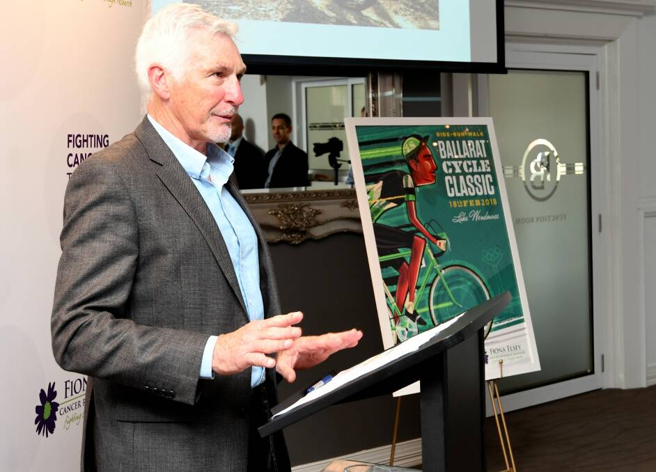 NEW AMBASSADOR: Mick Malthouse at the Reach4Research Ballarat Cycle Classic launch in Ballarat on Friday. Picture: Lachlan Bence.