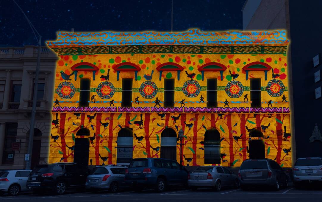 Projection work More Than 1 Nation will light up the Former Bank of New South Wales on Lydiard Street North. 