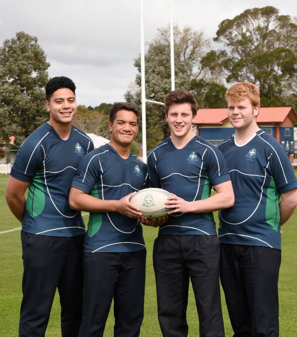 EXCITED: St Patrick’s College 1st XV squad members Ila Tauelangi, captain Inoke Siola'a, Charlie Pollard and William Harrison. Picture: Kate Healy
