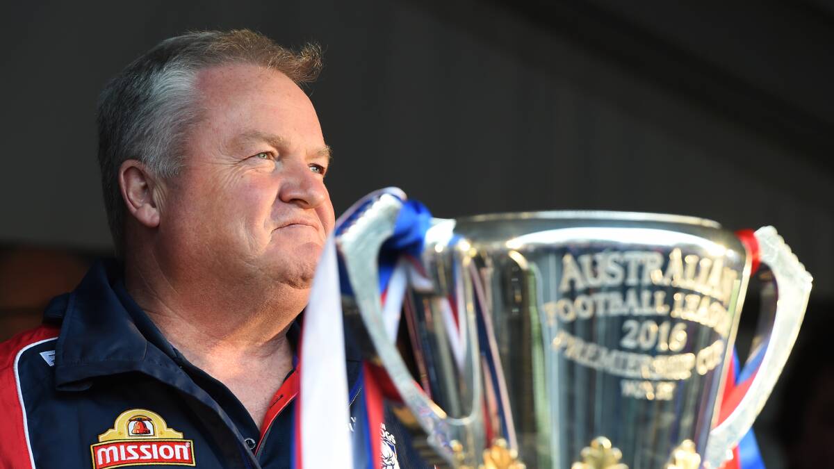 CREATING CHANGE: Western Bulldogs president Peter Gordon when he arrived in Ballarat with the premiership cup in 2016. Picture: Kate Healy