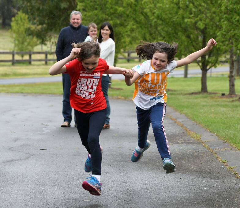 GENEROSITY: Scott McQueen and his family, Lachlan McQueen, 4, Rebecca McQueen, Grace McQueen, 9, and Annabelle McQueen, 7 are ready for Run Ballarat. Picture: Lachlan Bence