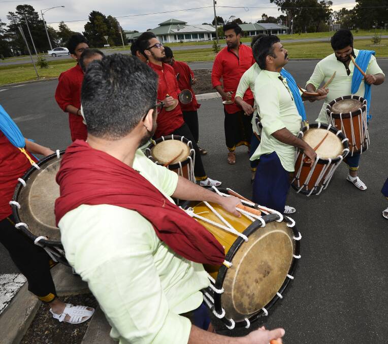 CELEBRATION: Drummers getting ready for their performance outside the Cooinda Centre. Picture: Dylan Burns