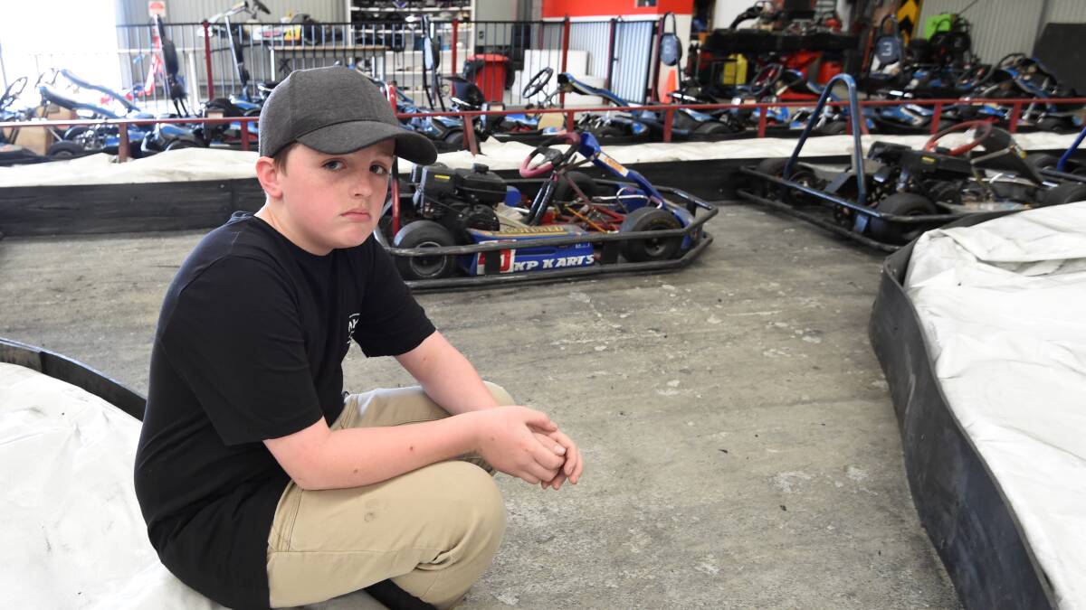 HEARTBROKEN: Zaiden Barry, 10, had his go-kart trailer stolen with all of his equipment and his beloved go-kart inside. Now he can't race in Tasmania. Picture: Lachlan Bence  