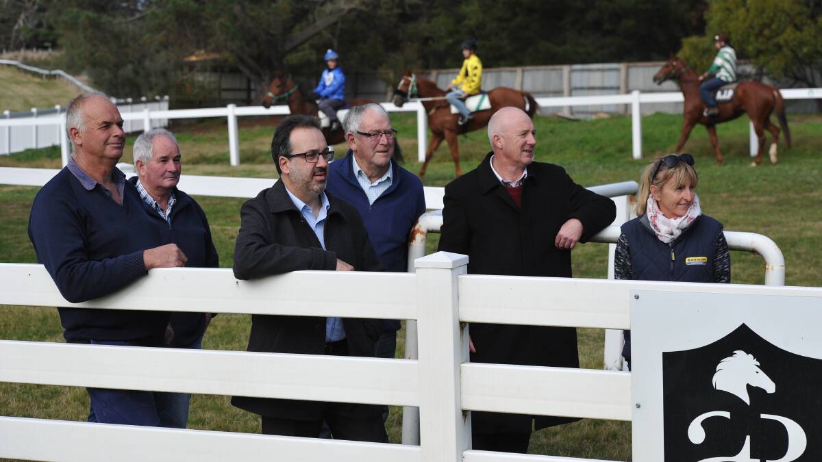 FUNDING: Racing Minister Martin Pakula with committee members at Burrumbeet Park and Windermere Racing Club. Picture: Lachlan Bence