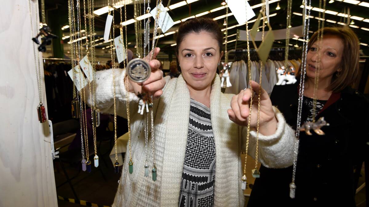 TREASURE FINDS: Michelle Luna and Angela Gimono at the first Ballarat Creators Market held at the Exhibition Centre. Picture: Lachlan Bence