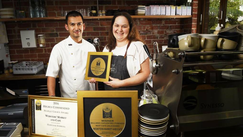 ACHIEVEMENT: Webster's Market and Cafe owners Felipe and Jane Meneses Lopez. The cafe has won multiple Golden Plate awards. Picture: Luka Kauzlaric