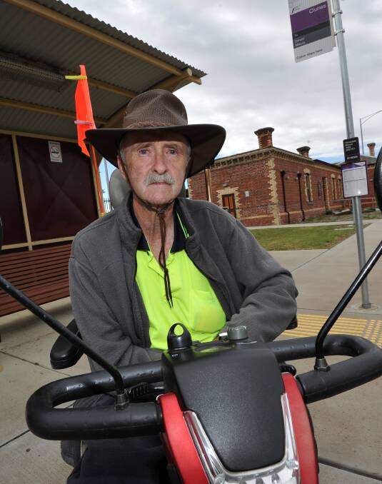 FRUSTRATED: Disabled pensioner John Condon was told he could not get on board a bus to Ballarat because of his motorised scooter. Picture: Lachlan Bence