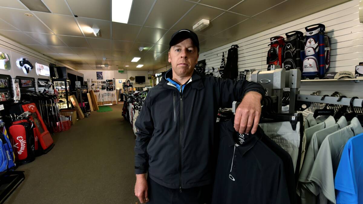 Golf City Ballarat was burgled on Sunday night, with about $20,000 worth of stock taken.  Owner Ben Roberts is disappointed by the recent spate of thefts. PICTURE: JEREMY BANNISTER 