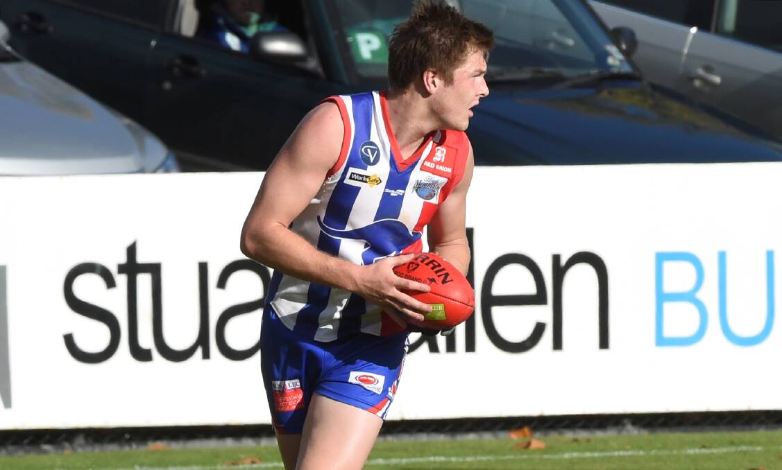 Talent: Former St Kilda rookie-listed player Jordan Staley now plays for North Ballarat Roosters and was dominant for East Point on Saturday. PICTURE: Lachlan Bence