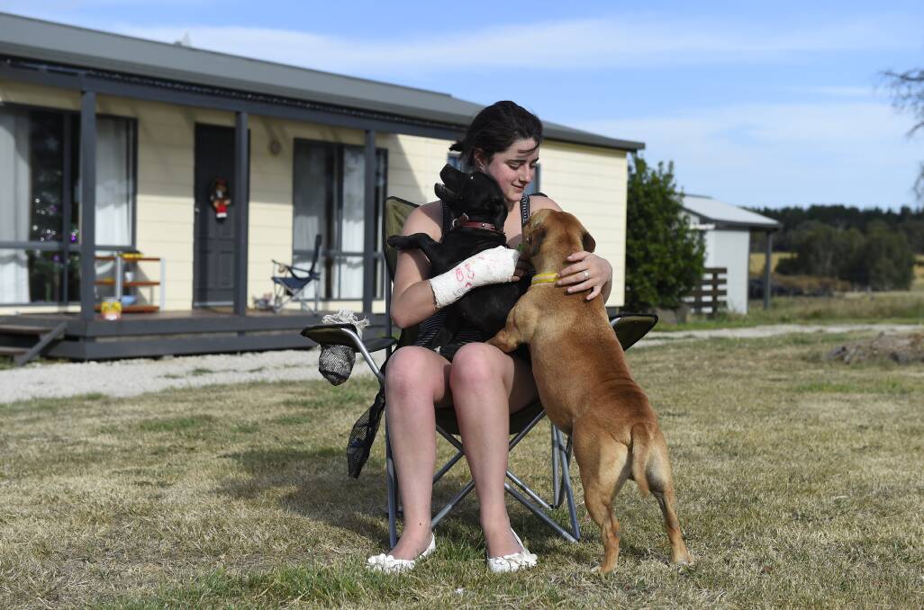 Hannah Burton and her dogs, which she believes were targeted by thieves. PICTURE: JUSTIN WHITELOCK