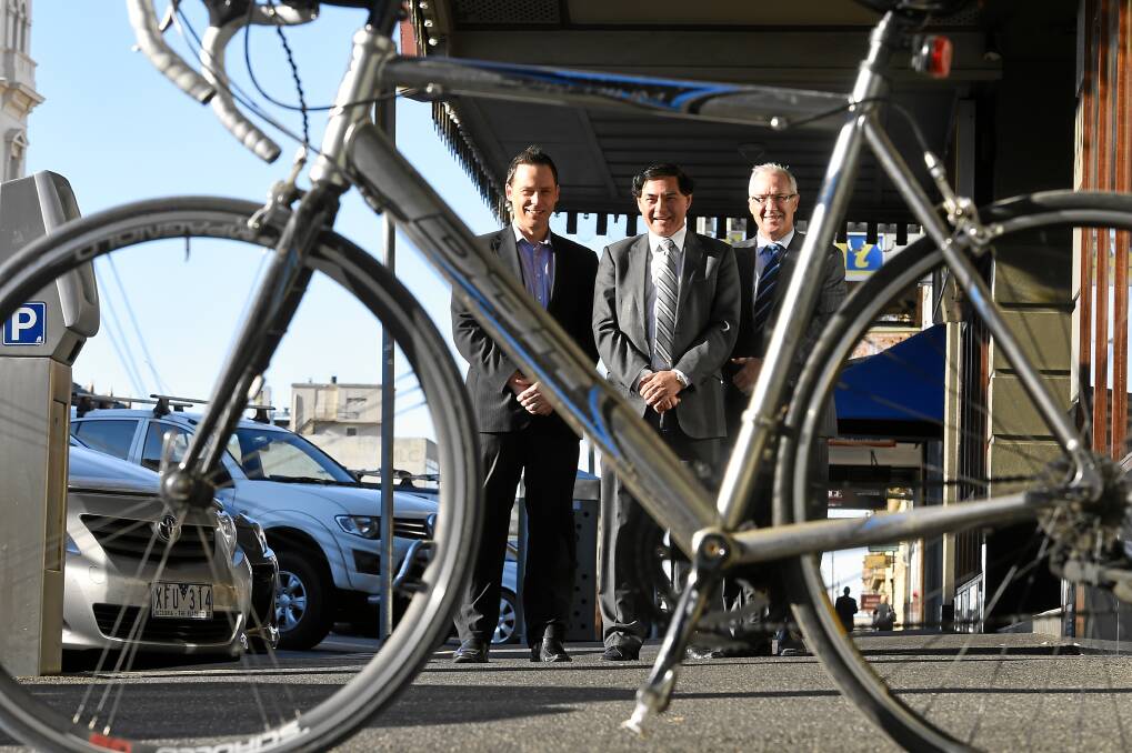 On your bike: Alan Rigoni, of Southern Cross Ten, Fiona Elsey Cancer Research Institute director George Kannourakis and Cycle Classic committee member John Ives get set for another fund-raising ride. PICTURE: JUSTIN WHITELOCK