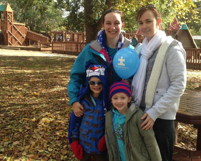Supportive: Ballarat Autism Network’s Walk for Autism participants Kylie Firns, with Wade Firns, 5, and Tracy Roberts, with Olivia Roberts, 5.