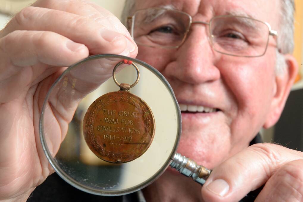 Medal mystery: Wendouree resident Danny Forde found a World War I medal belonging to an English solider. Picture: Kate Healy