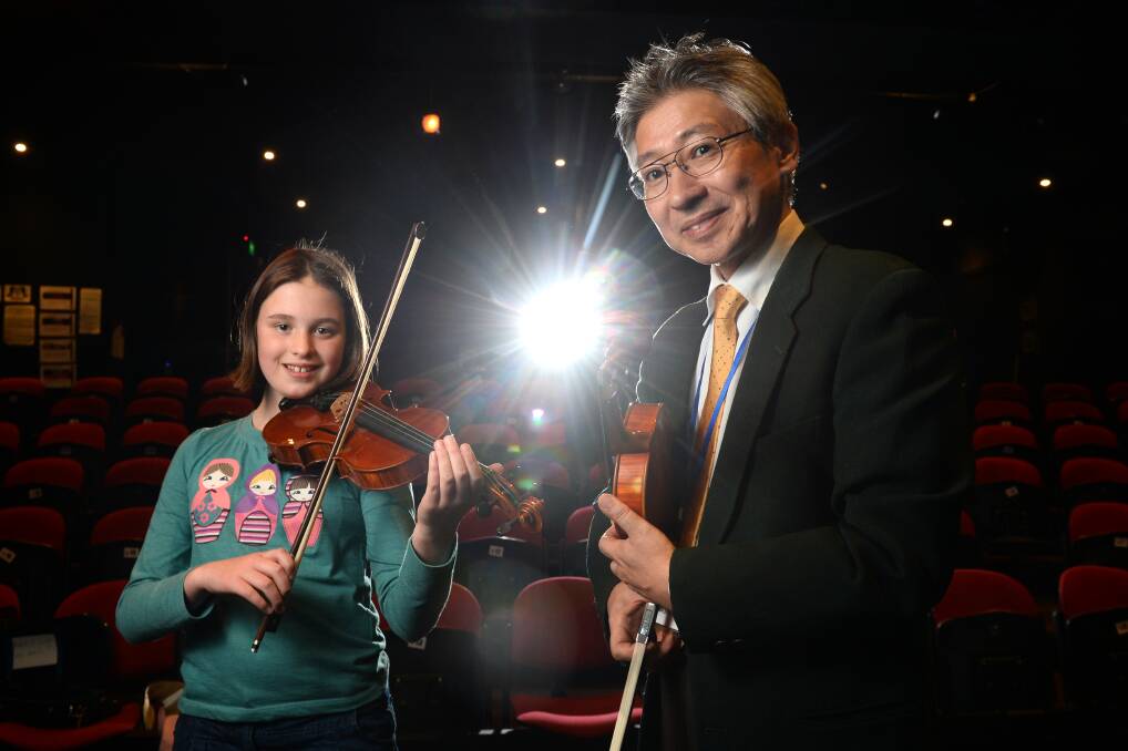 Lessons: Georgia Newman, 11, learnt new music skills after attending workshops with world renowned Japanese violin teacher Shozo Matsumoto. PICTURE: ADAM TRAFFORD