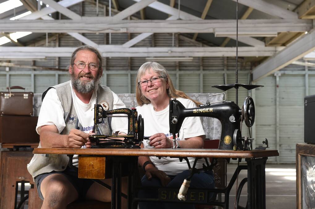 Vintage: Wayne and Judi McKail with some of their sewing machines.