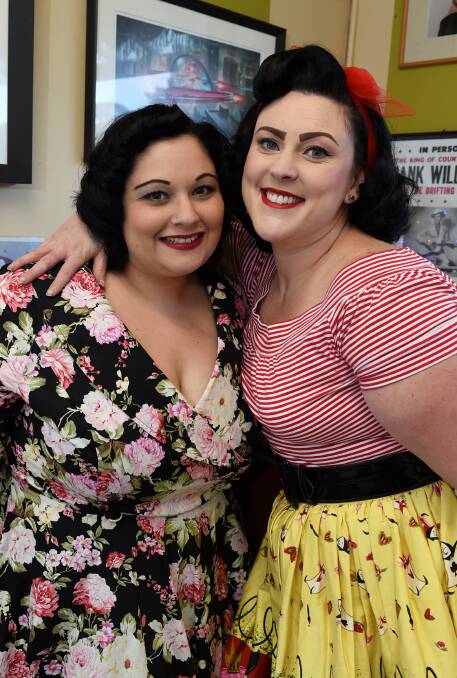 Challenge: Jayne Archer (Miss Voluptuous Vixen) and Amanda Rush (Miss Lippy Lush) will represent Ballarat in the 2015 Miss Pinup Australia state finals in June. PICTURE: LACHLAN BENCE