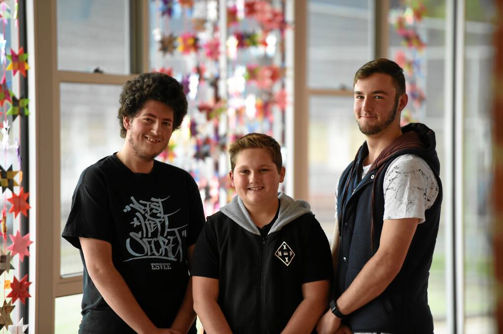 Action plan: Izaak Wood, Kruiz Jenkins and Terrence Curwen-King have had the chance to formulate ideas on how to tackle issues such as mental health as part of the Change It Up Program. PICTURE: LACHLAN BENCE