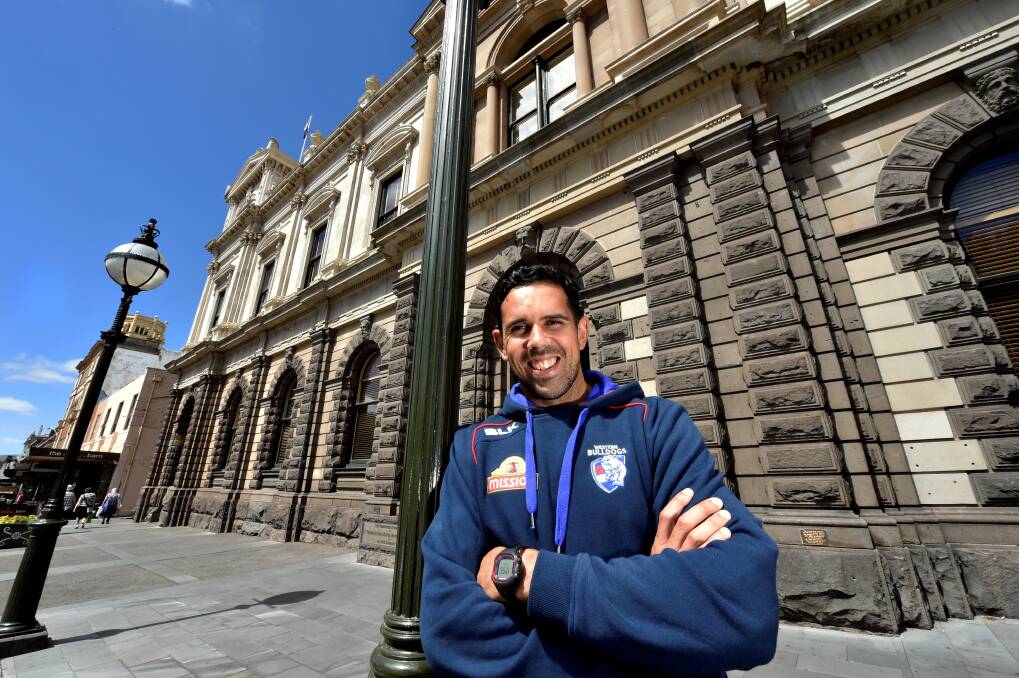 Home again: Brett Goodes in his hometown of Ballarat as part of the Western Bulldogs’ two-day community camp. PICTURE: Jeremy Bannister
