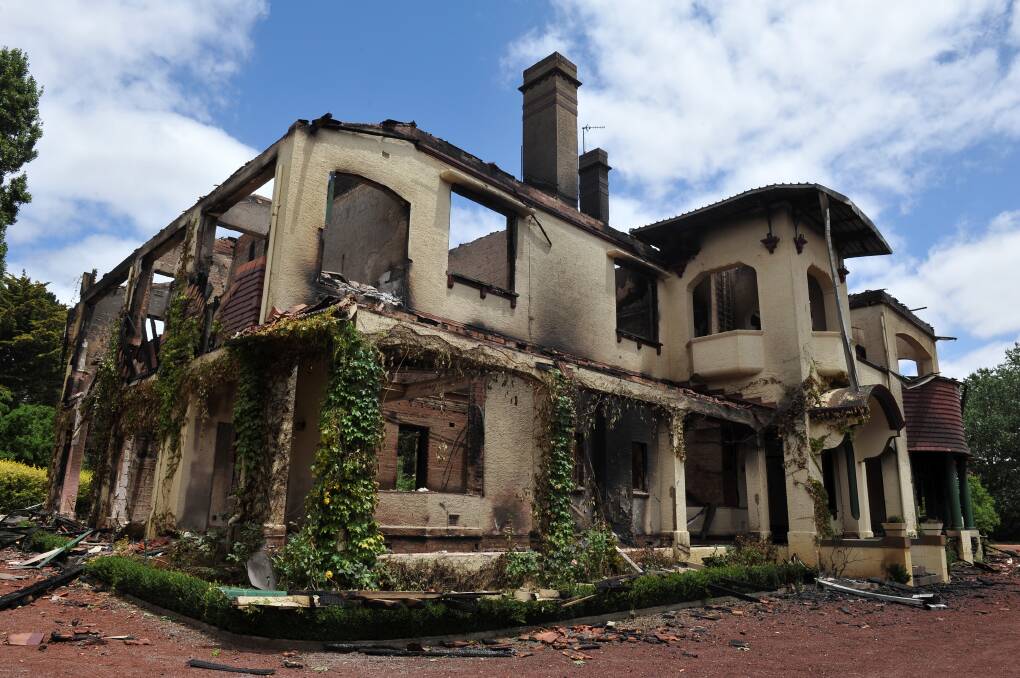 The homestead after it was destroyed by fire two years ago. PICTURE: LACHLAN BENCE
