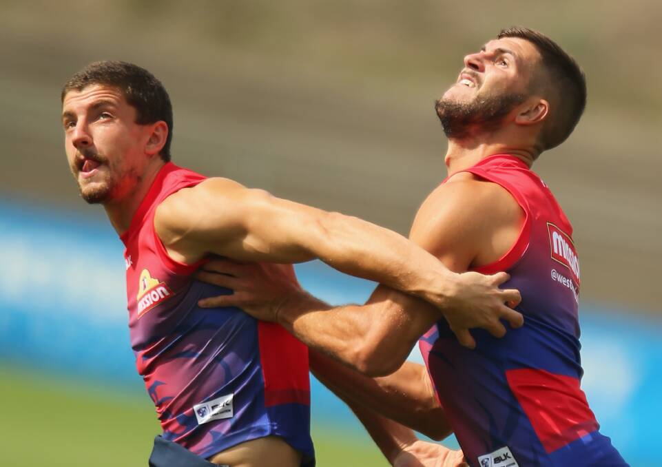 Western home base: Bulldogs players Tom Liberatore and Koby Stevens compete for the ball at Whitten Oval. PICTURE: GETTY IMAGES