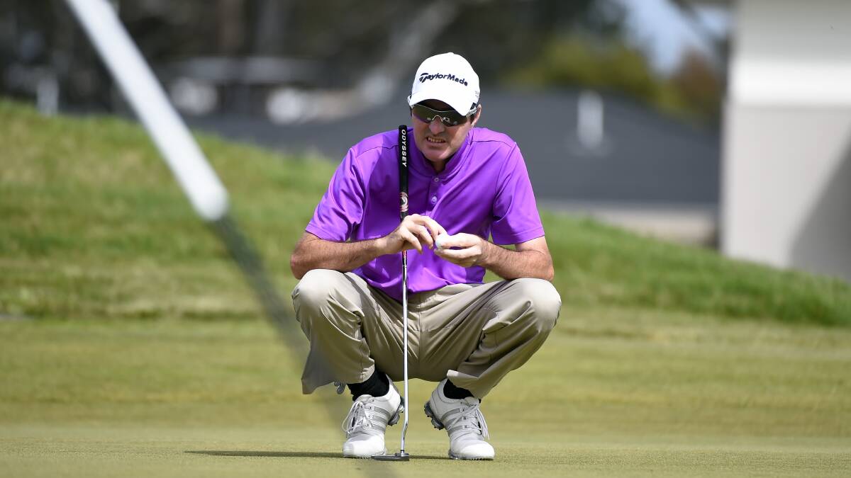 Paul Griffiths from the Gold Coast contemplates a putt in round two on Wednesday. Photo: Justin Whitelock