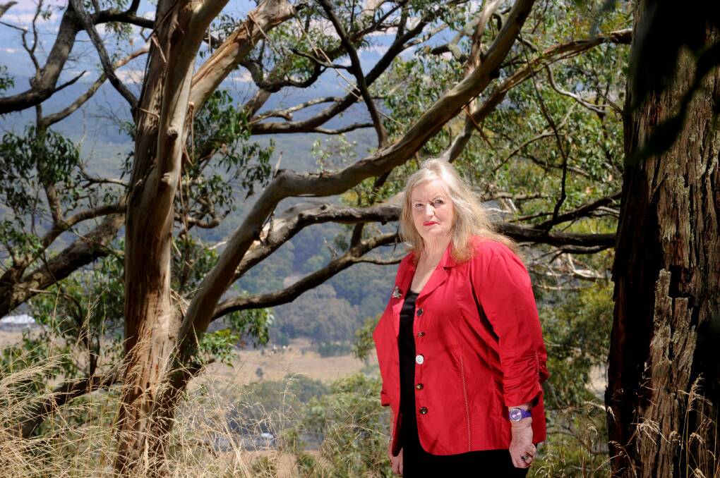 Daily anguish: Shirley Macey on Mount Buninyong at the site where the body of her daughter Belinda Williams was discovered about 15 years ago. PICTURE: JEREMY BANNISTER
