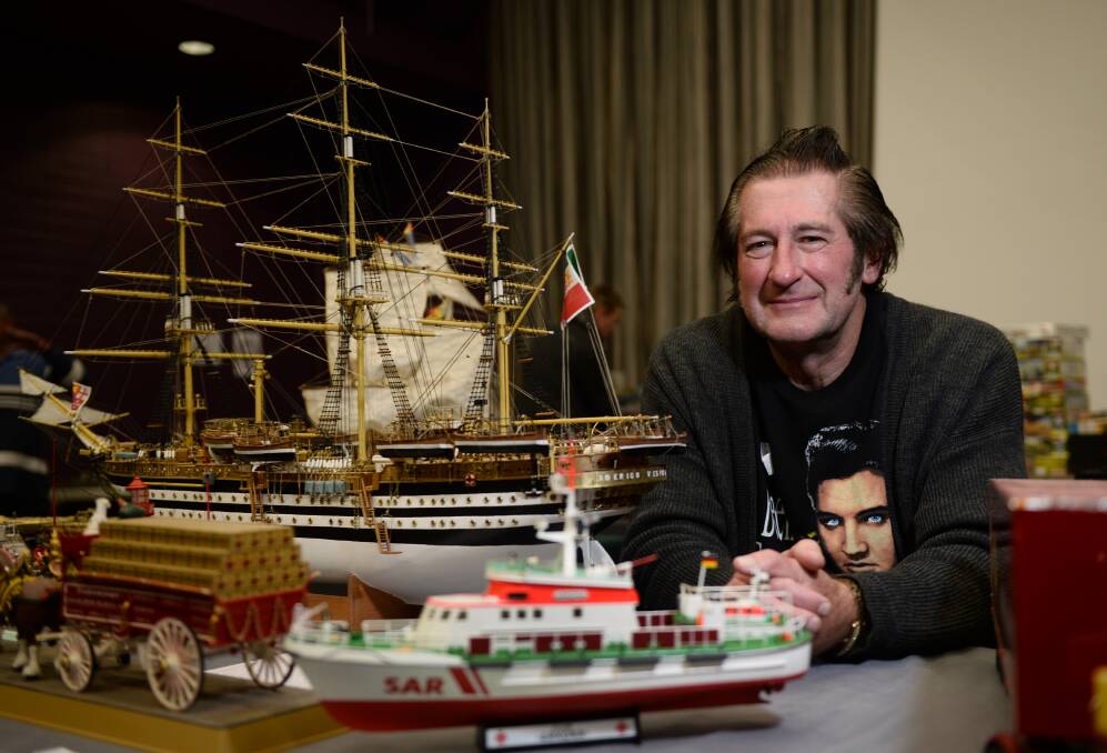 ATTENTION TO DETAIL: Dennis Spriggs with his ‘Amerigo Vespucci’, a tall ship of the Italian navy. Dennis spent more than eight years working on it.
PICTURE: ADAM TRAFFORD