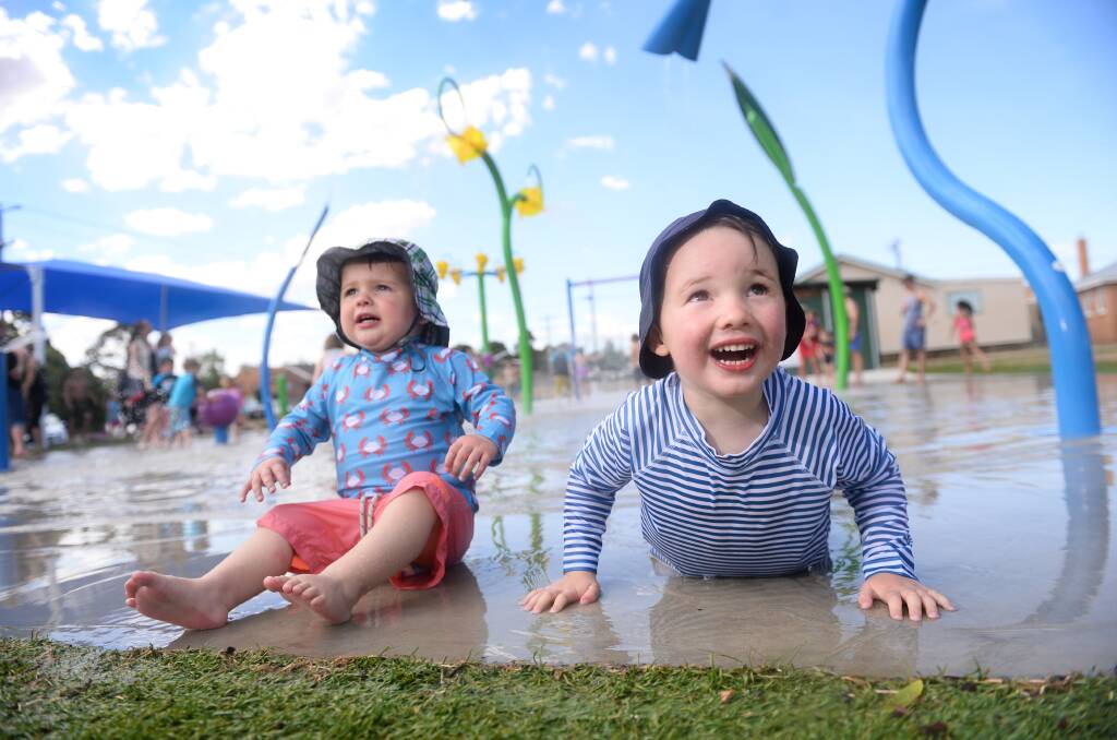 Brothers Alex and Henry McIntosh enjoy the Midlands Reserve Water Park on Friday. PICTURE: ADAM TRAFFORD