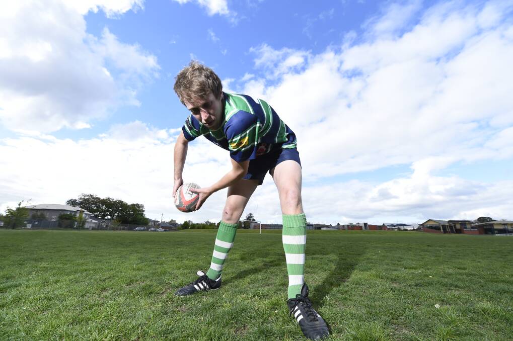 On the rise: Ballarat rugby player Mike Cachia has been selected to play for the Melbourne Rebels in next year’s National Sevens Championships. 
PICTURE: JUSTIN WHITELOCK