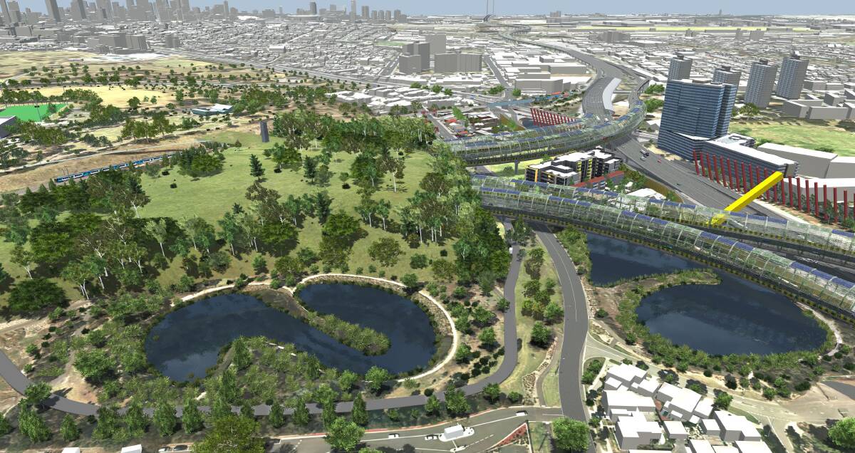 An artist's impression of the East West Link earth mound design.