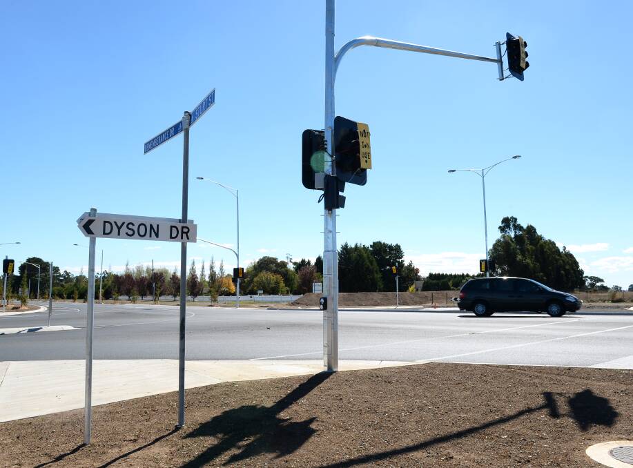 Roadworks at the intersection of Dyson Drive and Sturt Street.