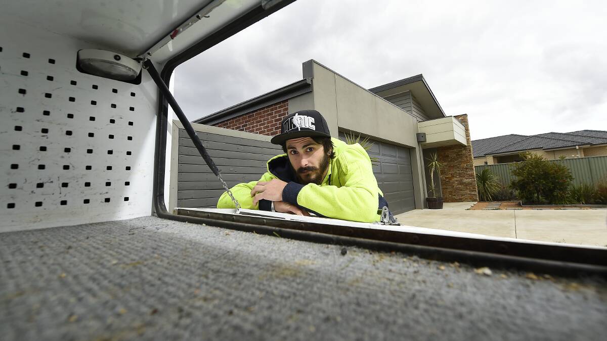Fed up: Electrician Beau Glenister says thieves stole tools valued at $2000 from his work ute. PICTURE: JUSTIN WHITELOCK