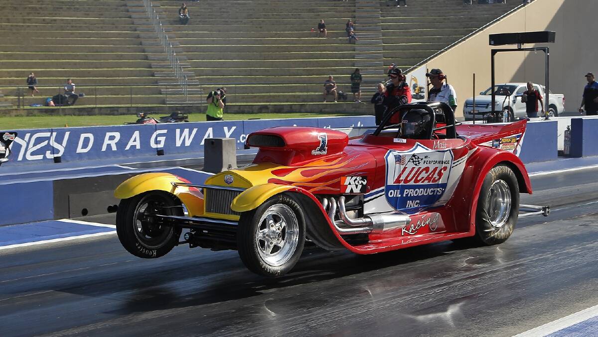 CHAMPION: Matt Forbes won the X Champs at Sydney Dragway in his Ford Roadster.