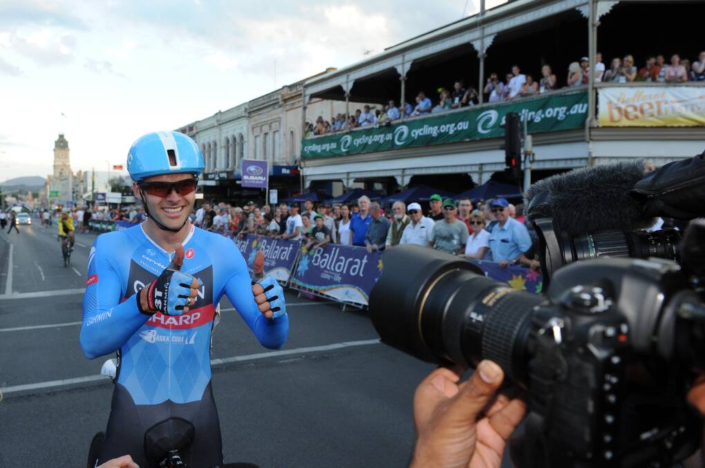 High hopes: Steele Von Hoff after winning last year’s Cycling Australia Road National Championships men’s criterium in Ballarat.
PICTURE: JUSTIN WHITELOCK