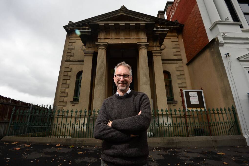 Art and history combined: The Lost Ones Gallery co-founder Stephen Pigott outside Camp Street’s old Masonic Hall. PICTURE: ADAM TRAFFORD