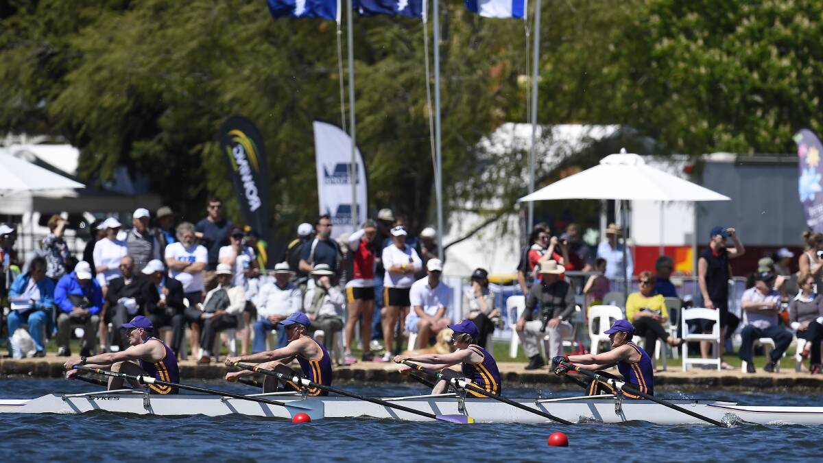 Rowers compete in front of a crowd on the final day of the World Rowing Masters Regatta. PICTURE: JUSTIN WHITELOCK