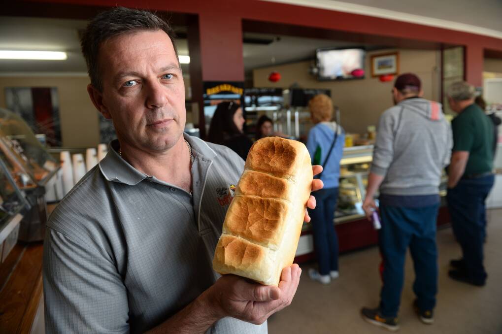 Price worries: Skipton Street Bakery Cafe owner Andrew Juggins is finding it hard to compete with supermarkets selling bread cheaply. Business has been declining and Mr Juggins is encouraging people to spend more on a quality product. PICTURE: ADAM TRAFFORD