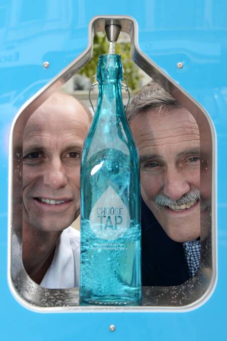 Clear choice: Steve Moneghetti and Central Highlands Water chairman Jeremy Johnson at the official launch of the Choose Tap hospitality program. PICTURE: KATE HEALY
