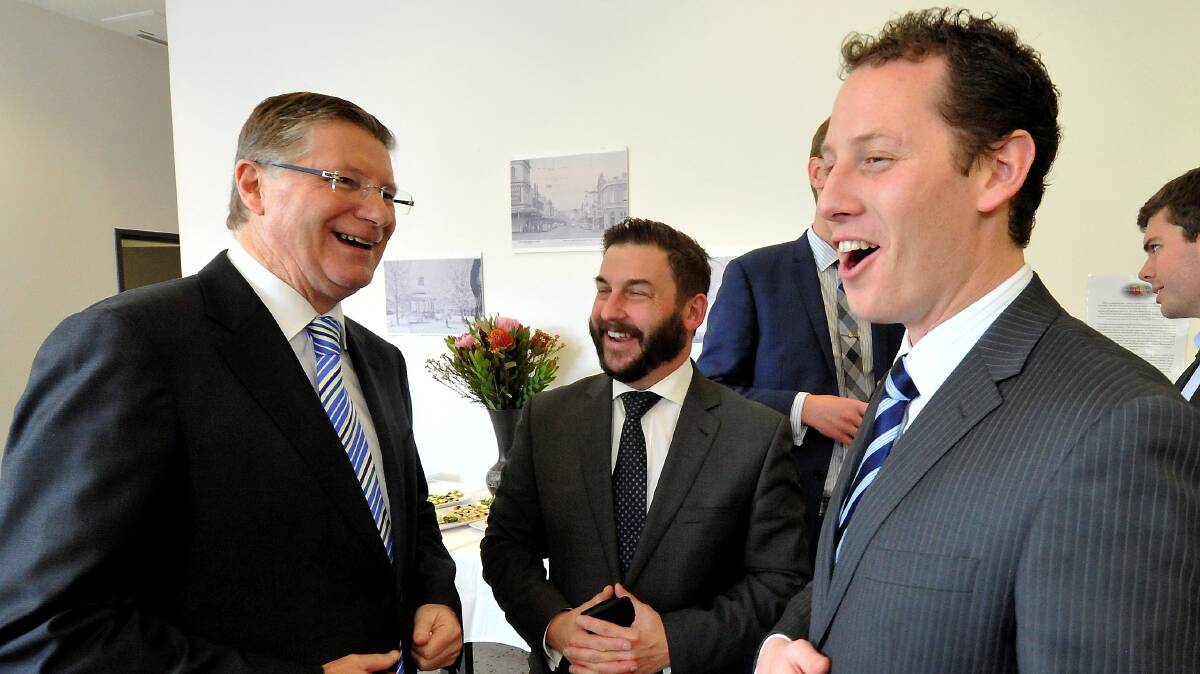 Denis Napthine with City of Ballarat CEO Anthony Schinck and Mayor Cr Josh Morris. PIC: Jeremy Bannister 
